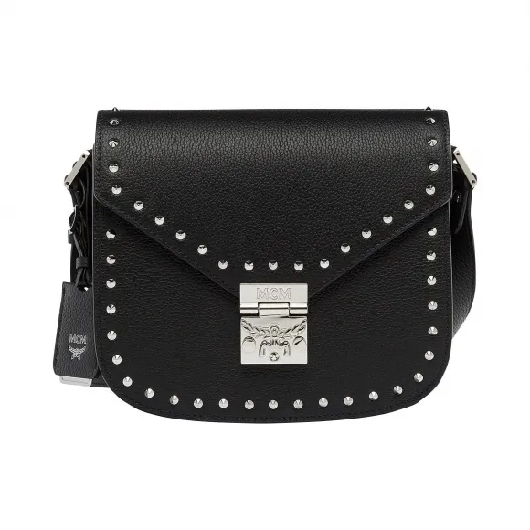 MCM Patricia Studded Outline Shoulder in Grained Leather MWS7APA
