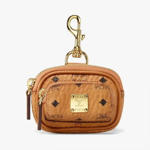 MCM E/W Pouch Charm w/ Pocket in Visetos Original MXZBSVI08CO001