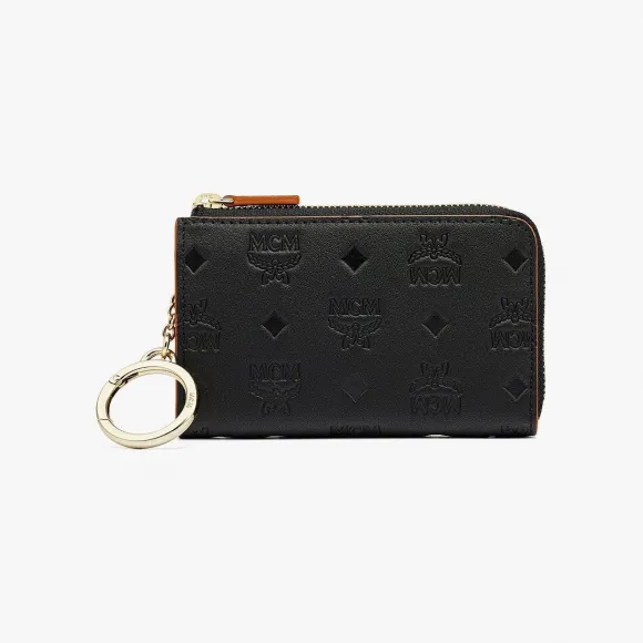 MCM Klara 缩写字母皮革拉链卡夹钱包 MYLBSKM03BK001