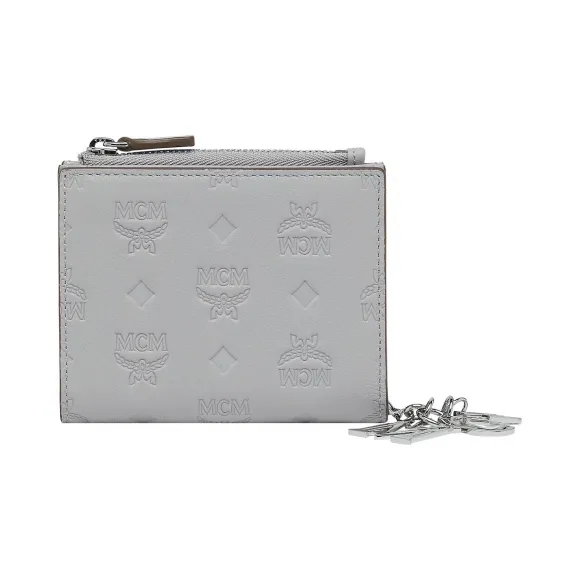 MCM 字母组合牛皮革挂饰两折式翻盖钱包 MYS9SKM13IV001