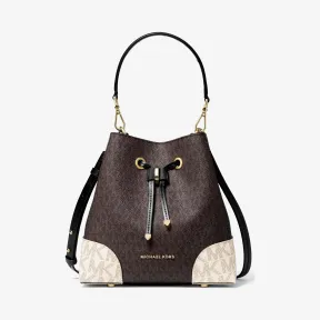 迈克高仕/Michael Kors 女士 橡果棕混色 Mercer Gallery 小号老花水桶包