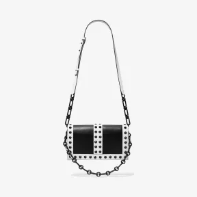 迈克高仕/Michael Kors 女士 黑色/白色 Courtney 铆钉斜挎链条包