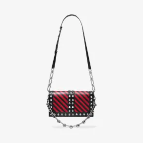 迈克高仕/Michael Kors 女士 黑色/深红 Courtney 铆钉斜挎链条包