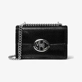 迈克高仕/Michael Kors 女士 黑色 Monogramme 蟒蛇压纹迷你链条包