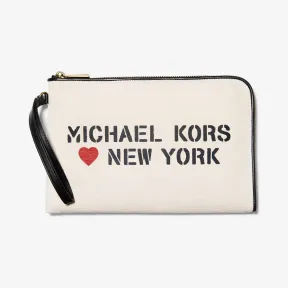 迈克高仕/Michael Kors 女士 自然色 The Michael Bag 中号帆布零钱袋