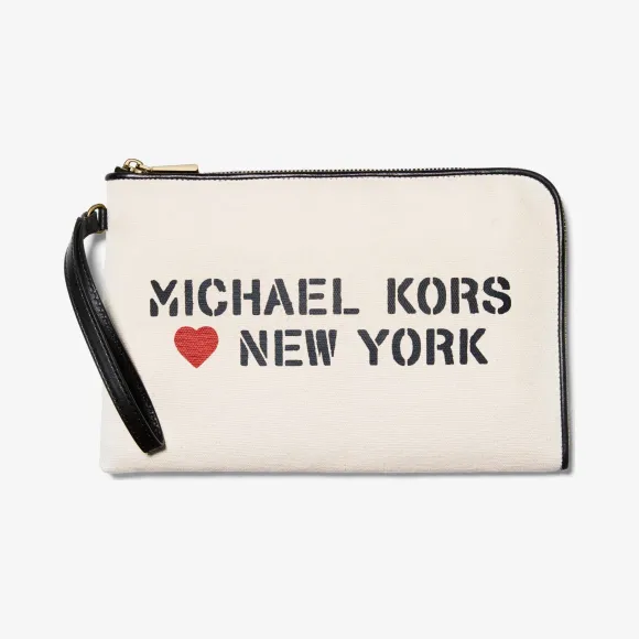 迈克高仕/Michael Kors 女士 自然色 The Michael Bag 中号帆布零钱袋