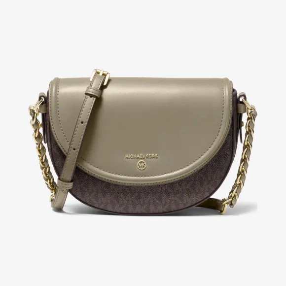 迈克高仕/Michael Kors Jet Set 中号徽标和皮革半圆顶斜挎包 32T0GT9C6B-0350