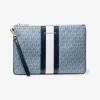 迈克高仕/Michael Kors 大号徽标条纹拉链小包 32T9GF9M3B-0857