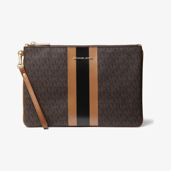 迈克高仕/Michael Kors 大号徽标条纹拉链小包 32T9GF9M3B-1335