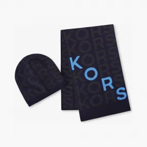 迈克高仕/Michael Kors 男士 Kors 撞色设计围巾针织帽套装 33832415