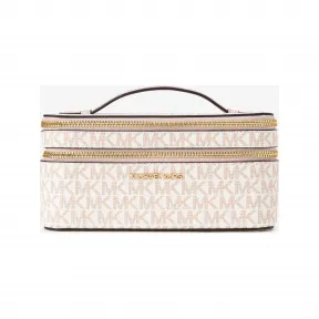 迈克高仕/Michael Kors Jet Set Travel 大号老花拉链包  香草白/浅粉色 拉链包 35F2GTVU9V124