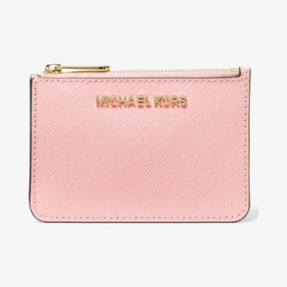 迈克高仕/Michael Kors  樱花粉 Jet Set Travel 短款皮质钱夹