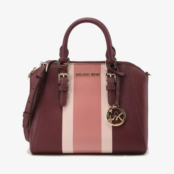 迈克高仕/Michael Kors  酒红色混色 Ciara 中号皮质水桶包