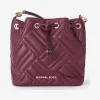 迈克高仕/Michael Kors  酒红色 Peyton 超小号皮质水桶包