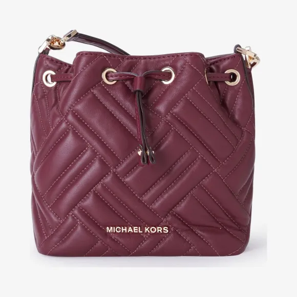 迈克高仕/Michael Kors  酒红色 Peyton 超小号皮质水桶包