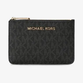 迈克高仕/Michael Kors  黑色 Jet Set Travel 小号老花拉链零钱包
