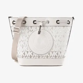 迈克高仕/Michael Kors  纯白色 Fulton 中号老花水桶包