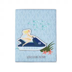 迈克高仕/Michael Kors Jet Set Girl 老花护照夹  淡蓝色 护照夹 35T2S5CN2B381