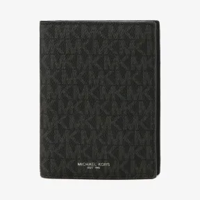 迈克高仕/Michael Kors 男士 黑色 皮质卵石纹护照夹