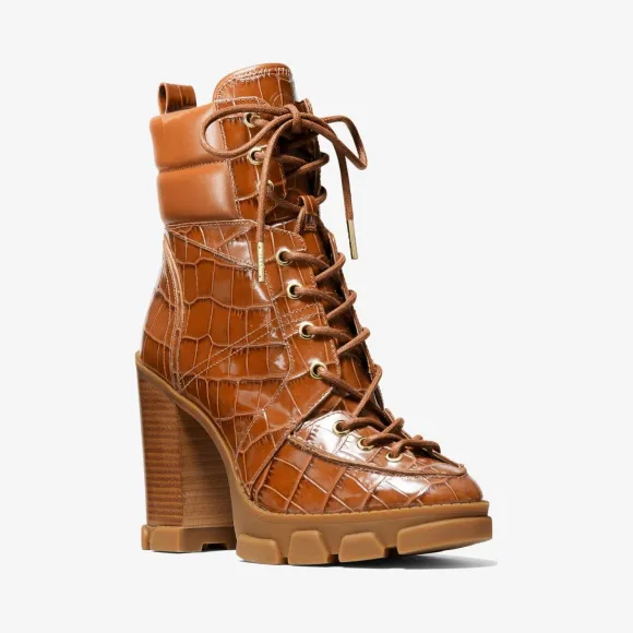 迈克高仕/Michael Kors Ridley 鳄鱼压纹皮革系带靴 40F0RIHE5E-1226