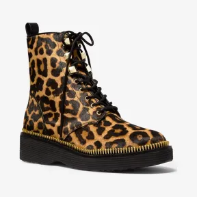 迈克高仕/Michael Kors Haskell 豹纹小牛毛作战靴 40F9HSFE5H-4758