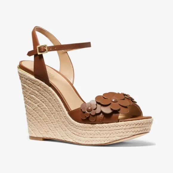 迈克高仕/Michael Kors Flora Appliqu 皮革坡跟鞋 40S0FLHS3L-0230