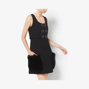 迈克高仕/Michael Kors 狐狸毛口袋羊毛绉纱软面呢套头衫 458PRH617790