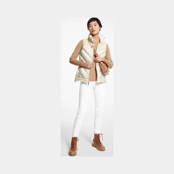 迈克高仕/Michael Kors 双面徽标印花绗缝马甲 77H5649M42-0110