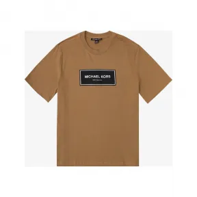 迈克高仕/Michael Kors 圆领 Logo 短袖 男士 浅棕色 短袖 CF2517X1V2286