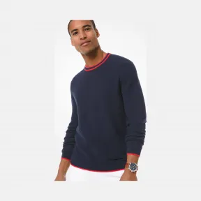 迈克高仕/Michael Kors 男士 深灰色 圆领撞色毛衣