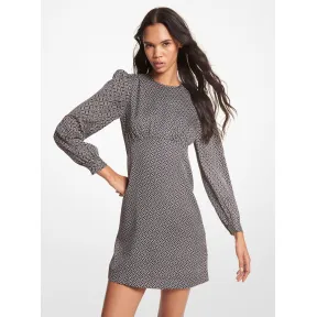 迈克高仕/Michael Kors Logo 长袖印花迷你裙 女士 黑色/白色 迷你裙 MF280Y66SF110