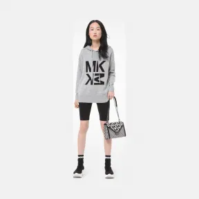 迈克高仕/Michael Kors 女士 灰色混色 Logo 印花连帽卫衣