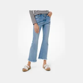 迈克高仕/Michael Kors 女士 水洗牛仔蓝 休闲喇叭牛仔裤