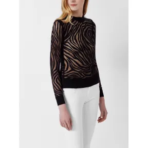 迈克高仕/Michael Kors 长袖圆领斑马纹针织衫 MS76NA166G100