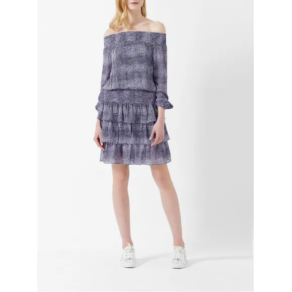 迈克高仕/Michael Kors 长袖圆领印花收腰连衣裙 MS78W4F683456