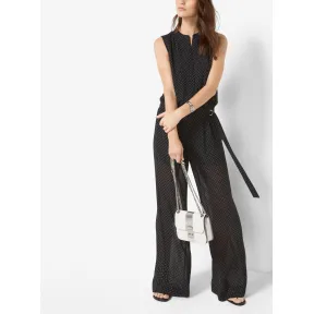 迈克高仕/Michael Kors 无袖束腰圆点印花图案连衣裤 MS78WZ864A001