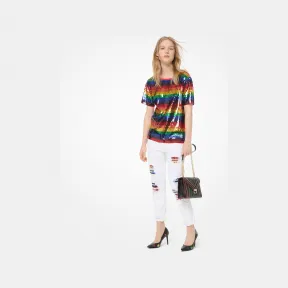 迈克高仕/Michael Kors 彩虹色条纹 T 恤 MU95M7MBZS972