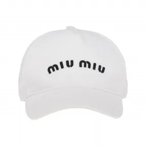 缪缪/Miu Miu 白色/黑色 斜纹布棒球帽 5HC179-2DXI-F0964