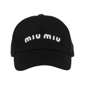 缪缪/Miu Miu 黑色/白色 斜纹布棒球帽 5HC179-2DXI-F0967