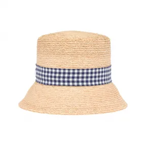 缪缪/Miu Miu 自然色 / 蓝色 酒椰纤维渔夫帽 5HC307-2F8I-F075R