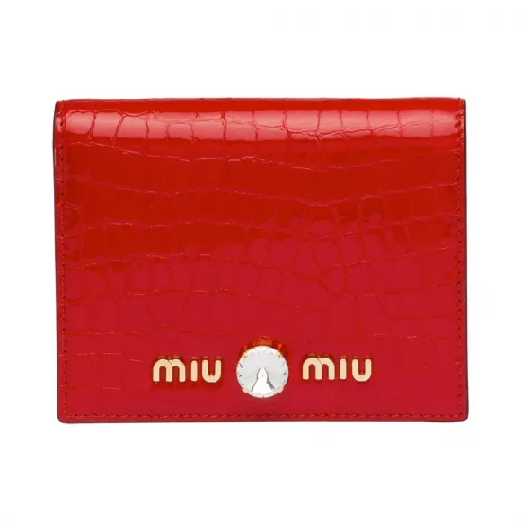 缪缪/Miu Miu 鳄鱼皮压纹印花漆皮钱夹 5MV204_2B97_F068Z