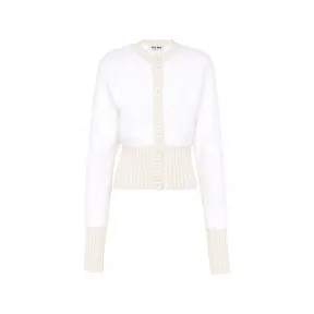 缪缪/Miu Miu 白色 安哥拉羊毛和丝质开衫 MMF701-12LB-F0009