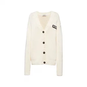 缪缪/Miu Miu 白色 棉质和羊绒开衫 MMF741-1U7X-F0009