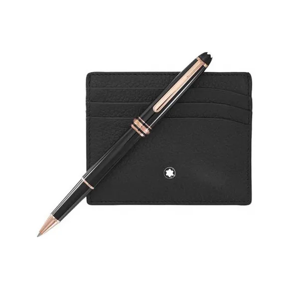 万宝龙/Montblanc CLASSICREDGOLDWATER&SOFTGRAINCARDWALLET水性笔&卡包套装 MB114121