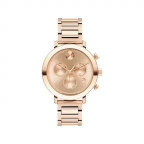 摩凡陀/Movado BOLD系列 38MM 淡玫瑰金离子镀不锈钢 石英机芯 女表 3600789