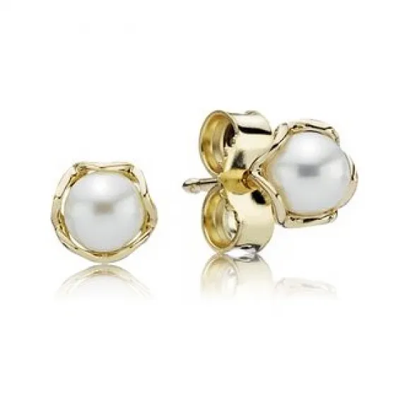 潘多拉/Pandora Cultured Elegance Stud Earrings, Pearl & 14K Gold 25