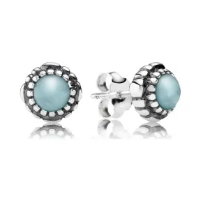 潘多拉/Pandora Silver stud earring, birthstone-March, aquamarine 29