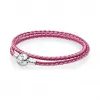 潘多拉/Pandora Mixed Pink Woven Double-Leather Charm Bracelet 59074