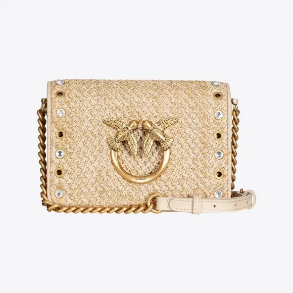 品高/Pinko Mini Love Bag Click 拉菲草与水钻手袋 100067A0PCD28Q