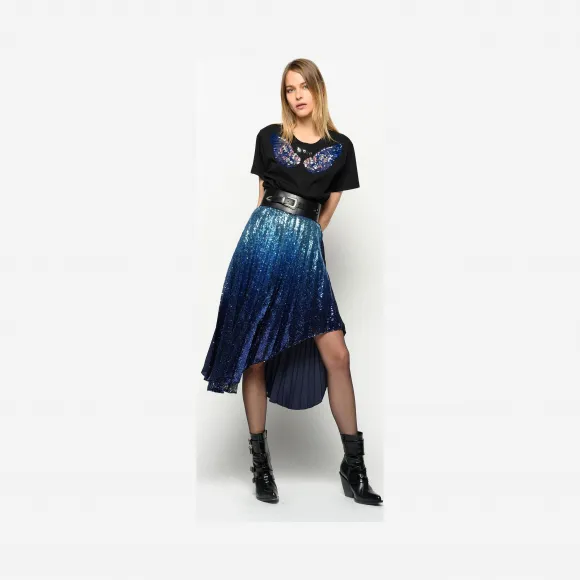 品高/Pinko 天蓝色 蓝色 LOTTARE印花斜纹半身裙 1G14J7Y5P8EE4